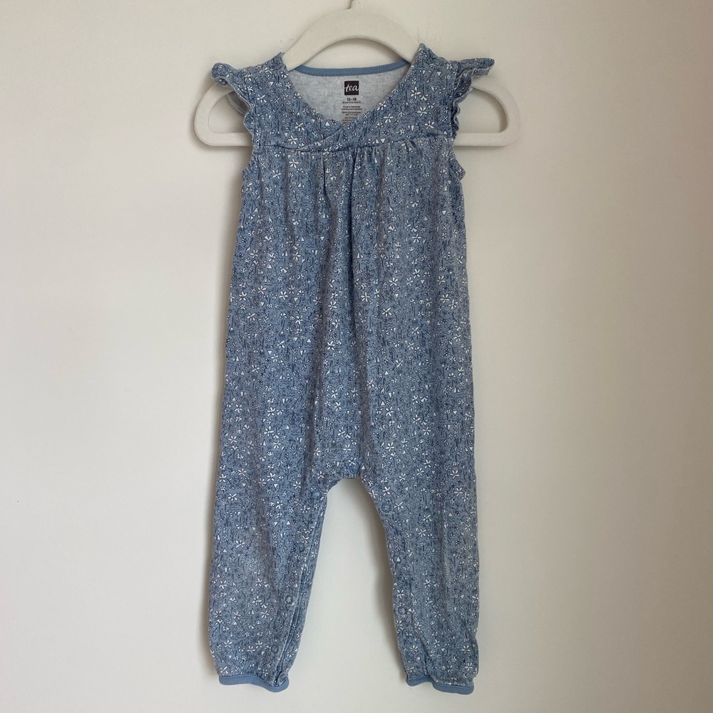 Tea Collection floral print blue jumpsuit